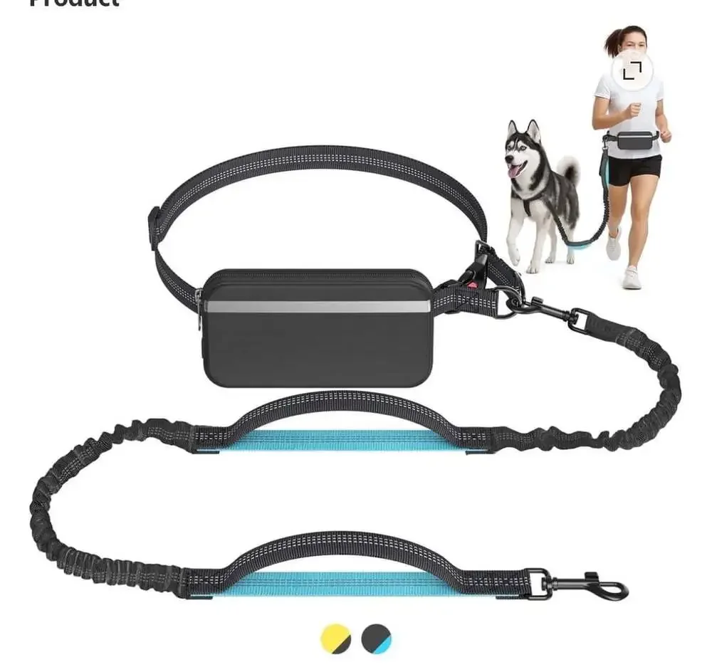 Hands-Free Dog Leash with Waist Pouch and Dual Bungee Handles